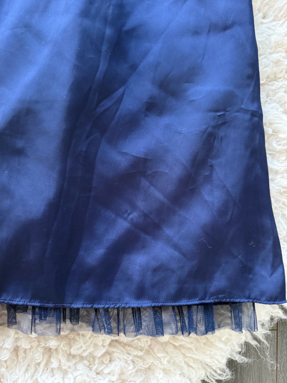 American Eagle Outfitters Navy Satin Spaghetti Strap Mini Dress - Picture 6 of 10